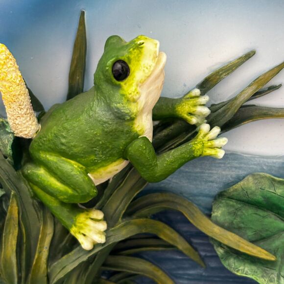 Herco Plate Frogs Ceramic 3-D Plate Statue Figurine Frogs, Waterlilies Gift - Picture 4 of 16